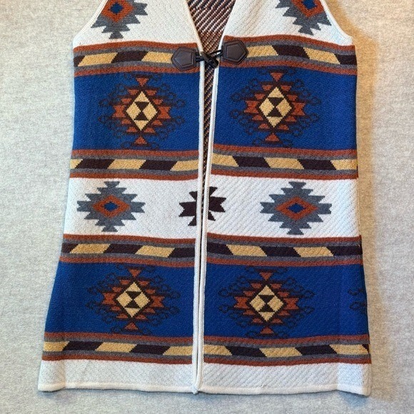 Aztec Southwestern Tribal Knit Vest Long Duster Sleeveless knit Cardigan size XL - Picture 4 of 10